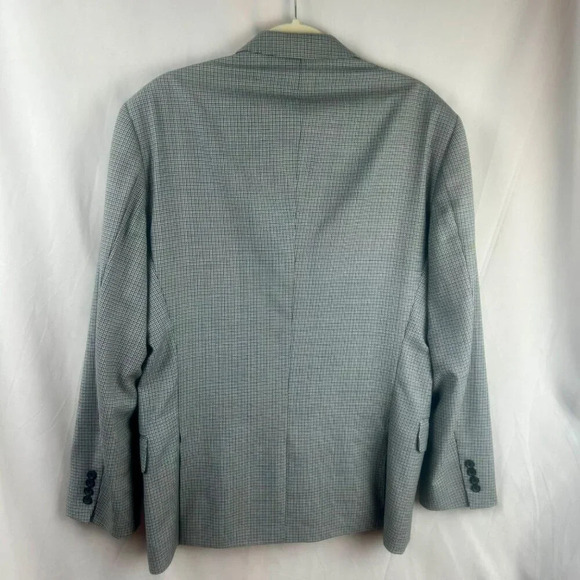 Peter Millar Sport Coat Blazer Men 42 Tall Blue Gray Micro Check Plaid‎ 2 Button - Picture 6 of 9